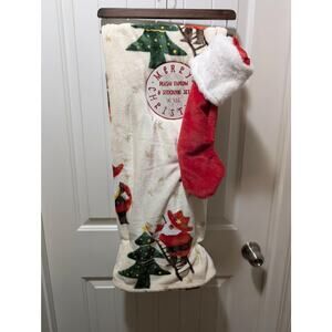 NEW Merry Christmas Western Santa Plush Throw Blanket & Stocking Set 50x60" Gift